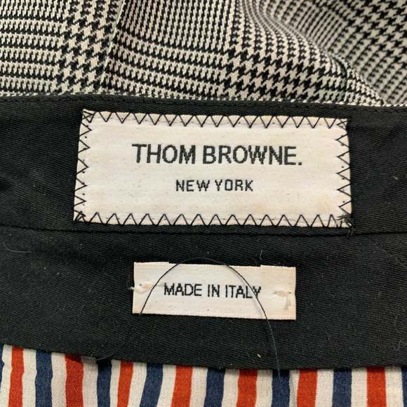 THOM BROWNE Black White Wool Glen plaid Pleated Above Knee Skirt - Picture 4 of 6